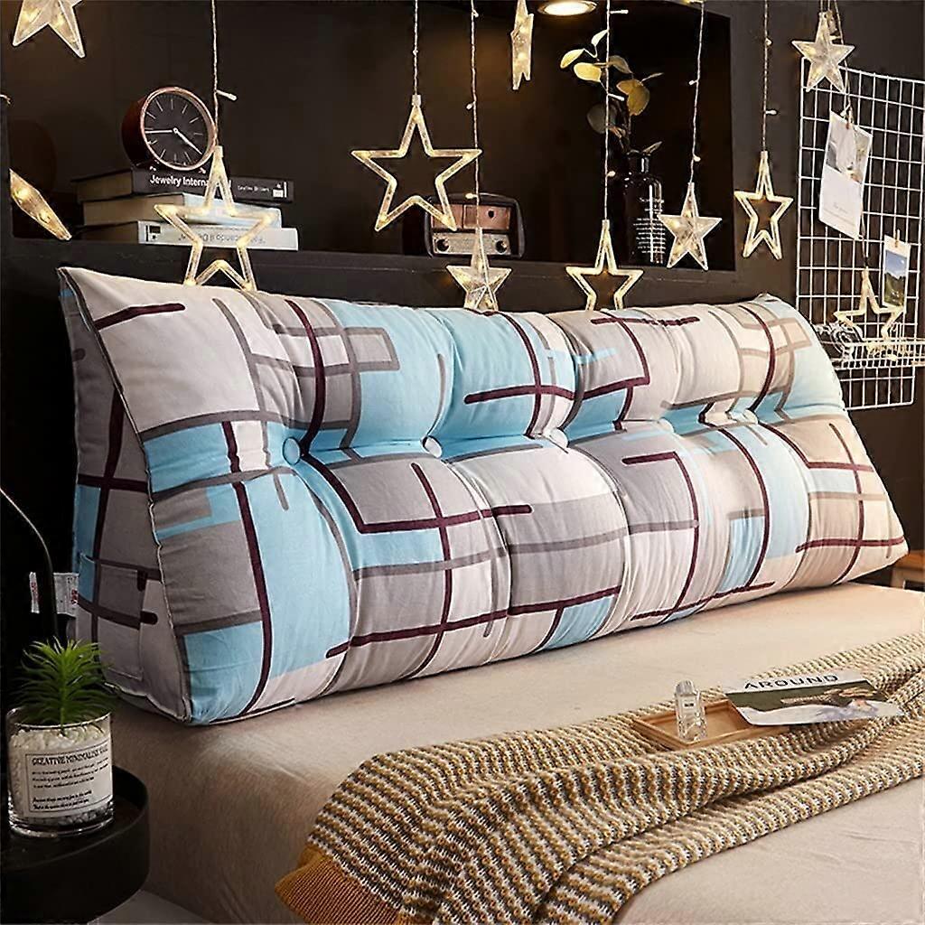 Wedge Pillow for Reading Sky Blue Triangular Bed Rest Headboard Support Cushion 60x25x50cm