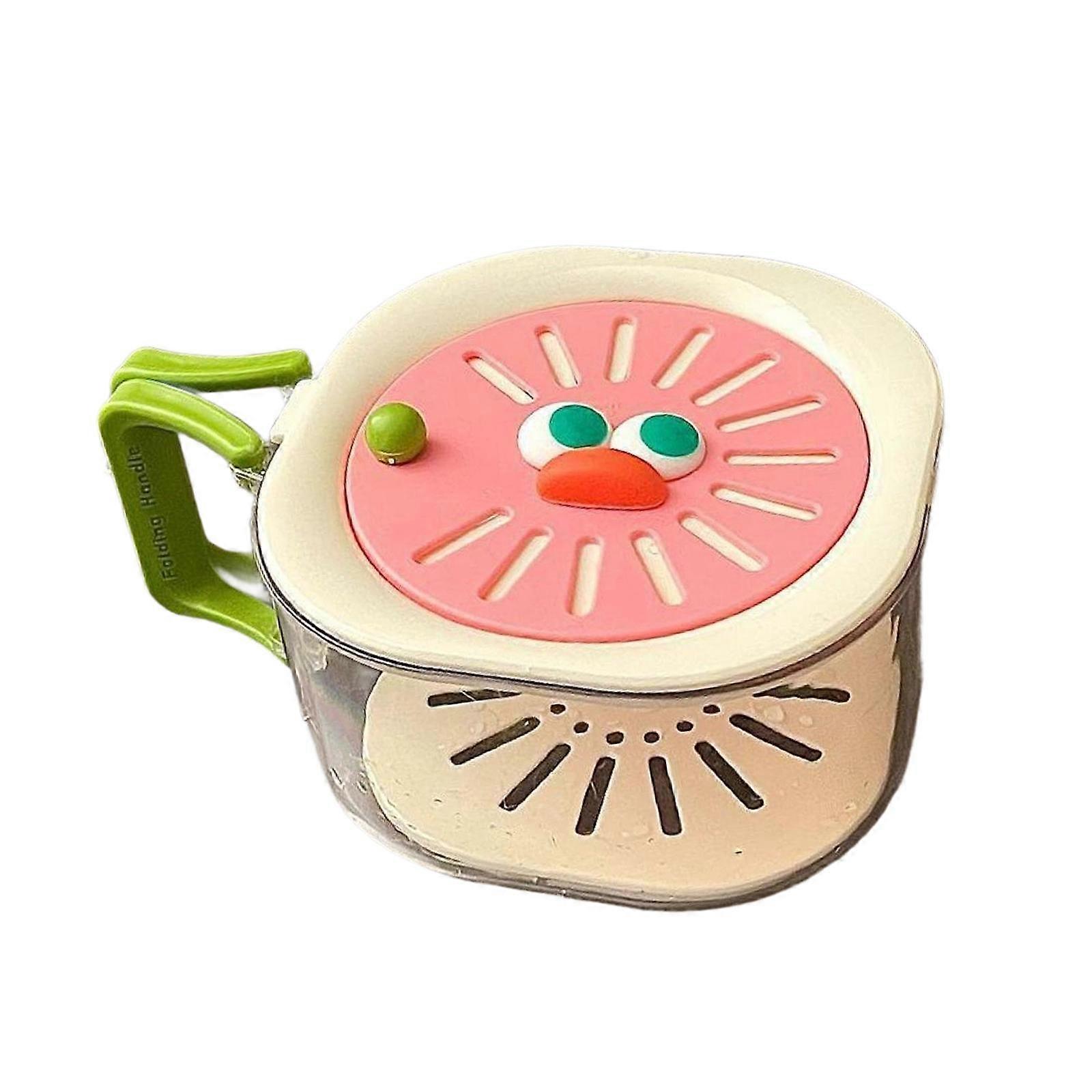 Fruit Washing Bowl with Strainer and Lid Draining Basket Versatile Foldable