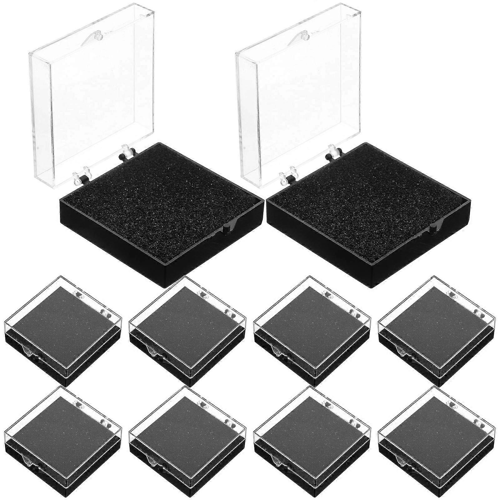 Badge Storage Box Display Box for Lapel Pins 10Pcs Black Plastic Material