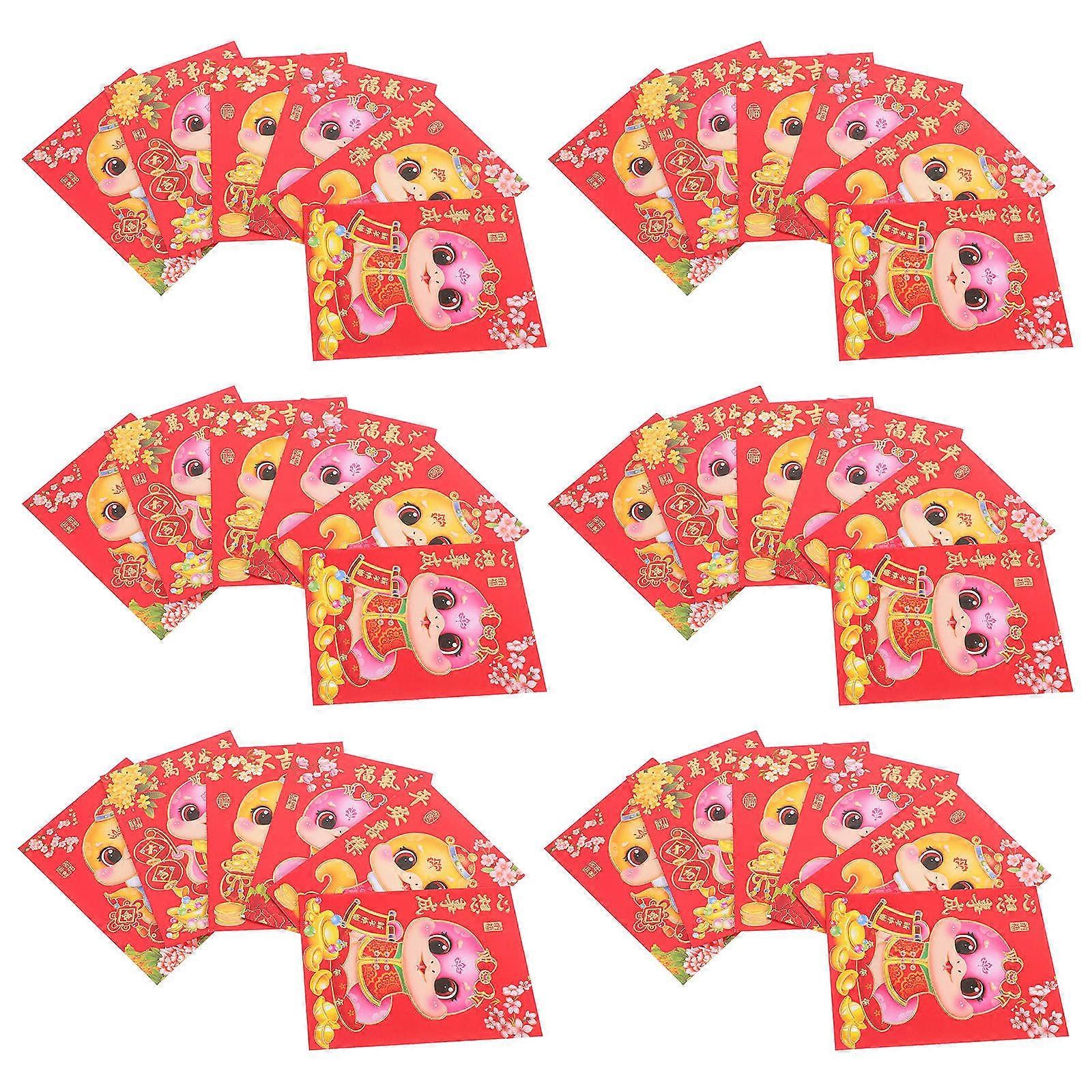 Cartoon Snake Year Red Envelopes for New Year 60Pcs Assorted Color Pack