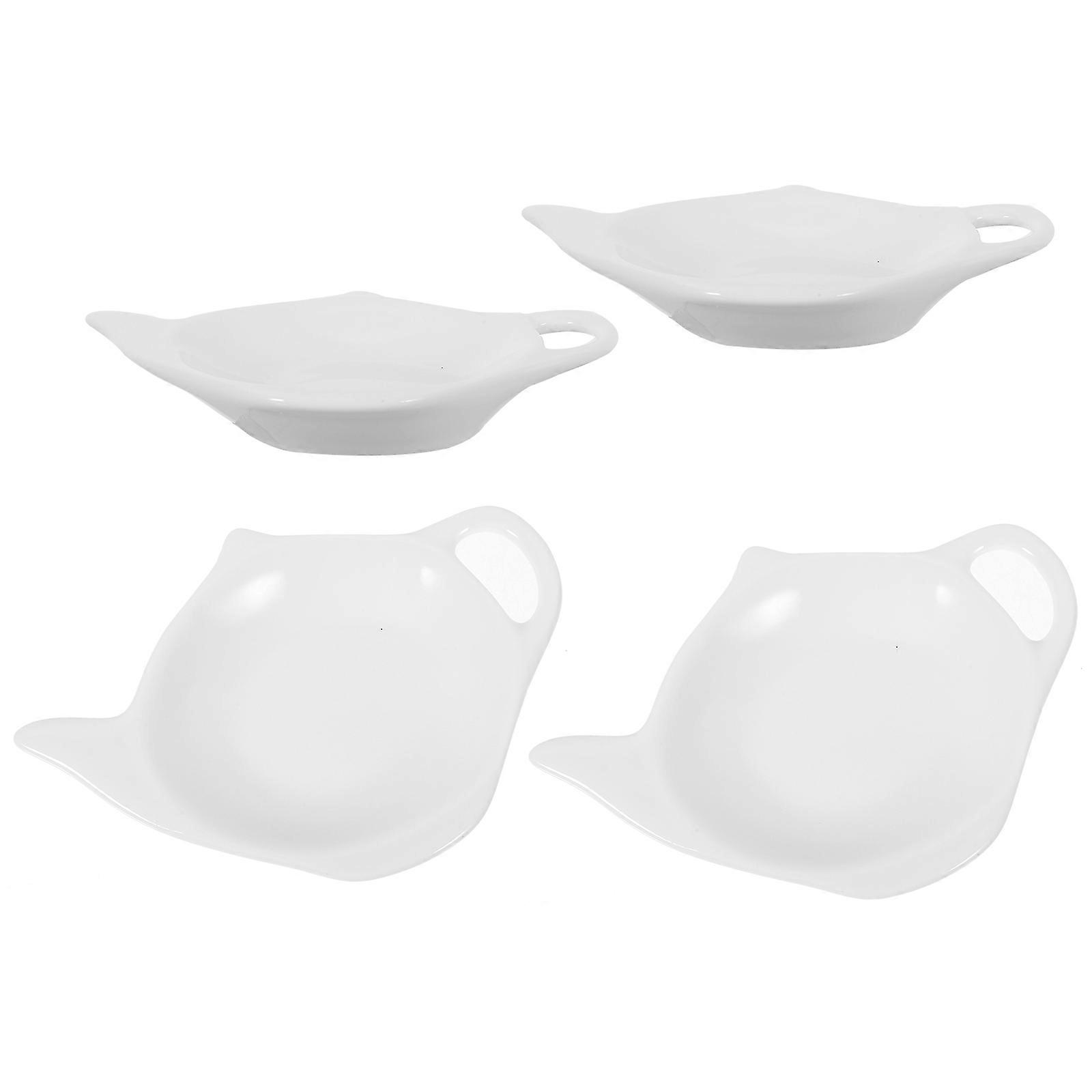 Small Snack Appetizer Ceramic Dish for Home Use White 4Pcs Serving Set