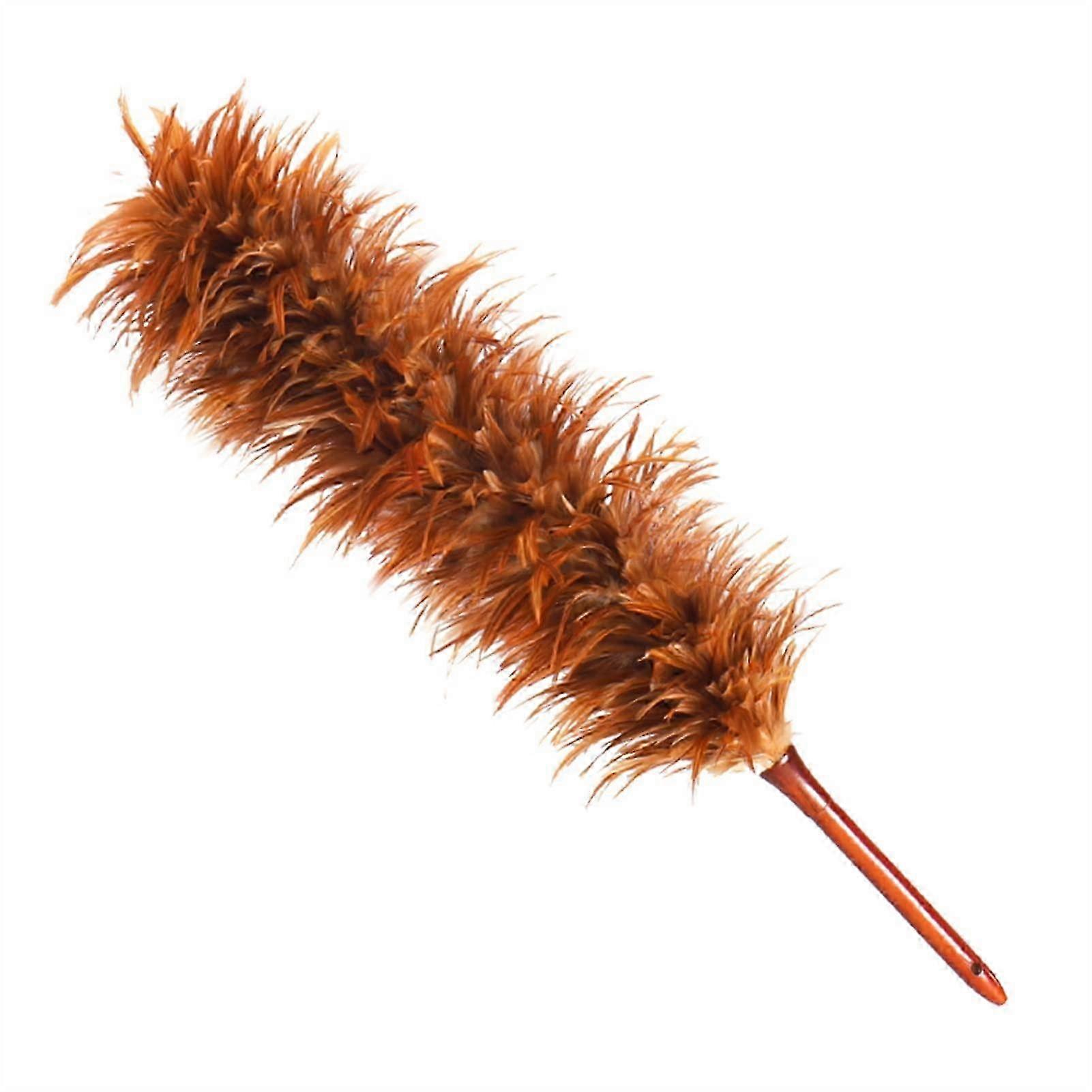 Extendable Feather Duster with Real Chicken Feathers compatible  Places and Scratch Cleaning