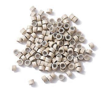 Ash Blonde Micro Link Hair Extensions Beads 1000pcs Silicone Lined Rings for Secure Hold