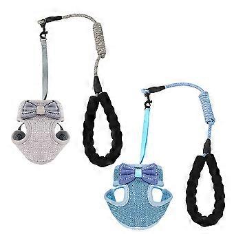Cat Chest Strap Bowknot Vest Type for Adjustable Harness Grey