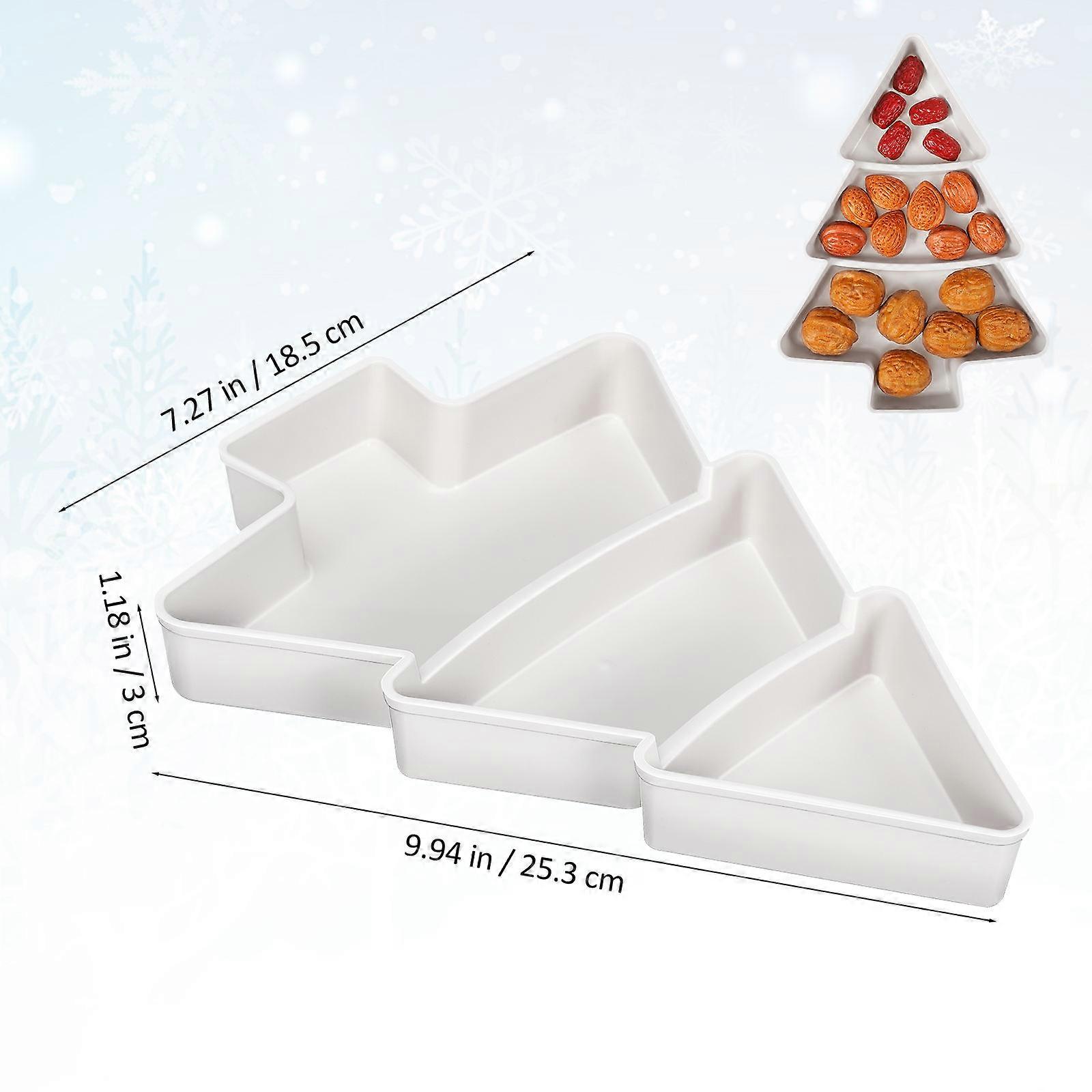 2Pcs Multifunction Christmas Tree Shape Fruit Plates Plastic Candy Snack Trays
