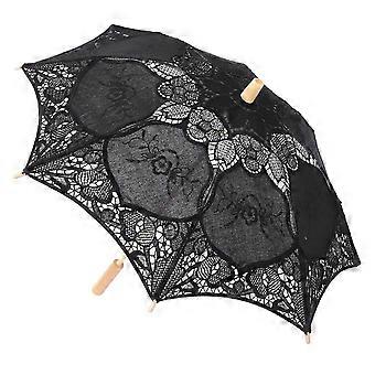 Zwarte kanten parasol/paraplu voor bruiloften, kinderdansvoorstellingen en fotografie - 1 set