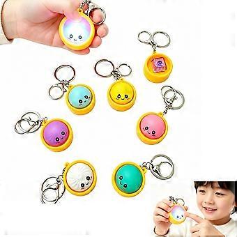 6 Pcs Glowing Dumpling Button Keychain Decompression Toys, Light Up Steamed Bun Stress Relief Fidget Clicker Keychain for Kids Adults