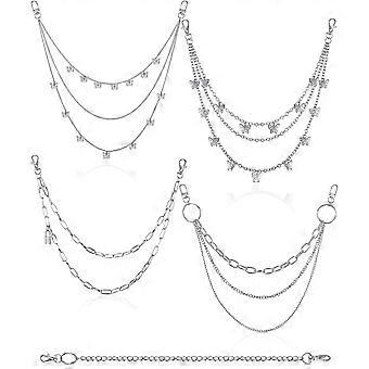 5 pièces punk jeans chaînes ras de cou portefeuille poche chaîne hip hop pantalon chaîne papillon serrure pendentif ceinture chaînes multi couches pour hommes femmes - -