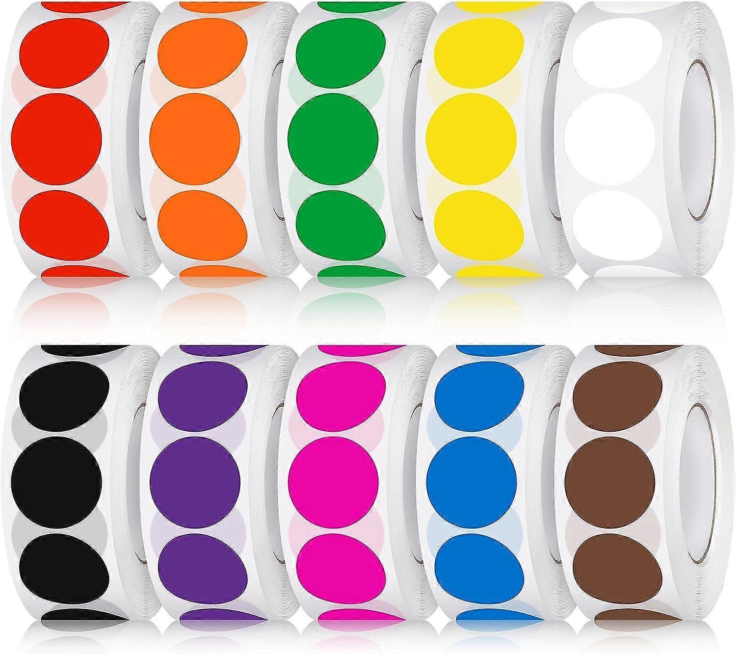 10000pcs 3/4 Inch Round Color Coded Labels Roll Sticker Solid Color Dot Stickers For Inventory Organization, File Sorting