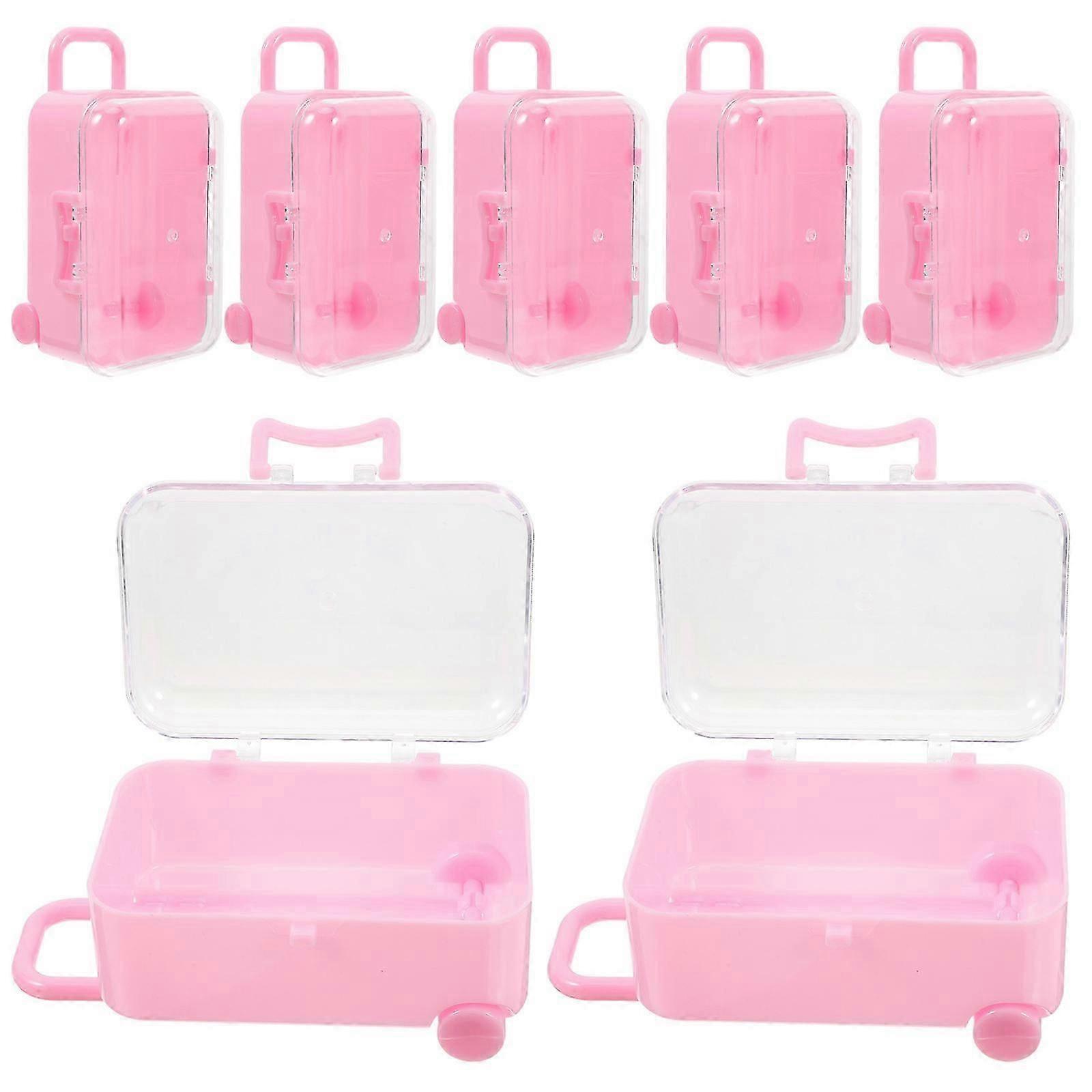 12Pcs Plastic Trolley Candy Boxes, Large Suitcase Style for Storage, Pink