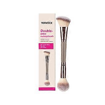 2pcsDouble-ended makeup brush, Comfortable grip, Soft touch, Dual-purpose, Even powder picking, Delicate makeup effect