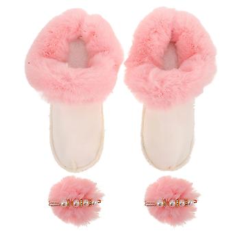 Cozy Shoe Covers for Shoes with 1Pair Pink Faux Liners