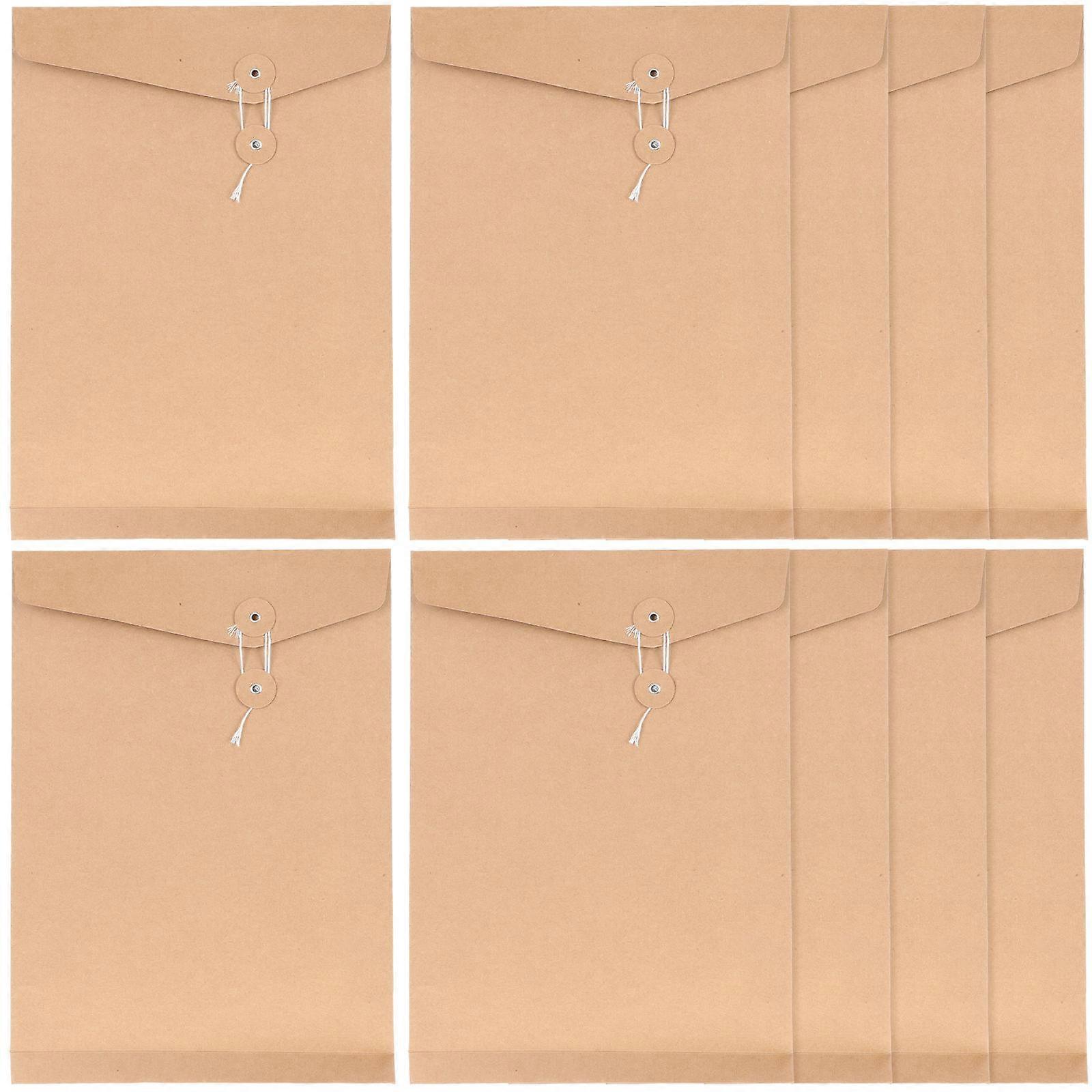 10pcs Kraft Paper Envelope String Tie Closure Envelope Document File Organizer