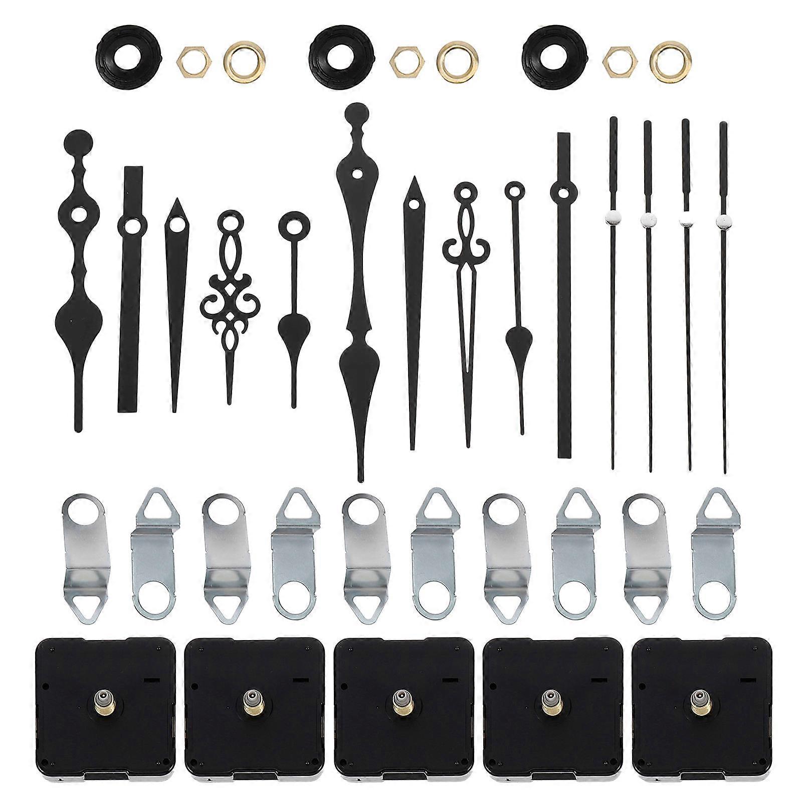 5 Sets Quartz Clock Movement Replacement Clock Mechanism Pointer Clock Parts