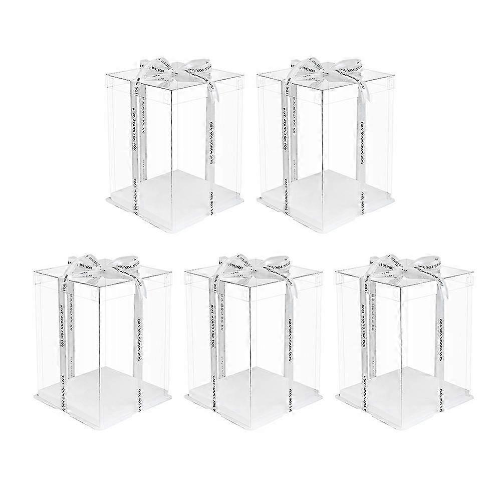 Birthday Cake Box Transparent Double Layer Storage Container 5Pcs