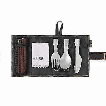 Kit d'ustensiles de camping portable avec pochette, pliable pour les voyages