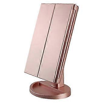 Makeup Mirror Vanity with Lights, 2X 3X 10X Magnification, Touch Control, Trifold Mirror, Dual Power Supply C