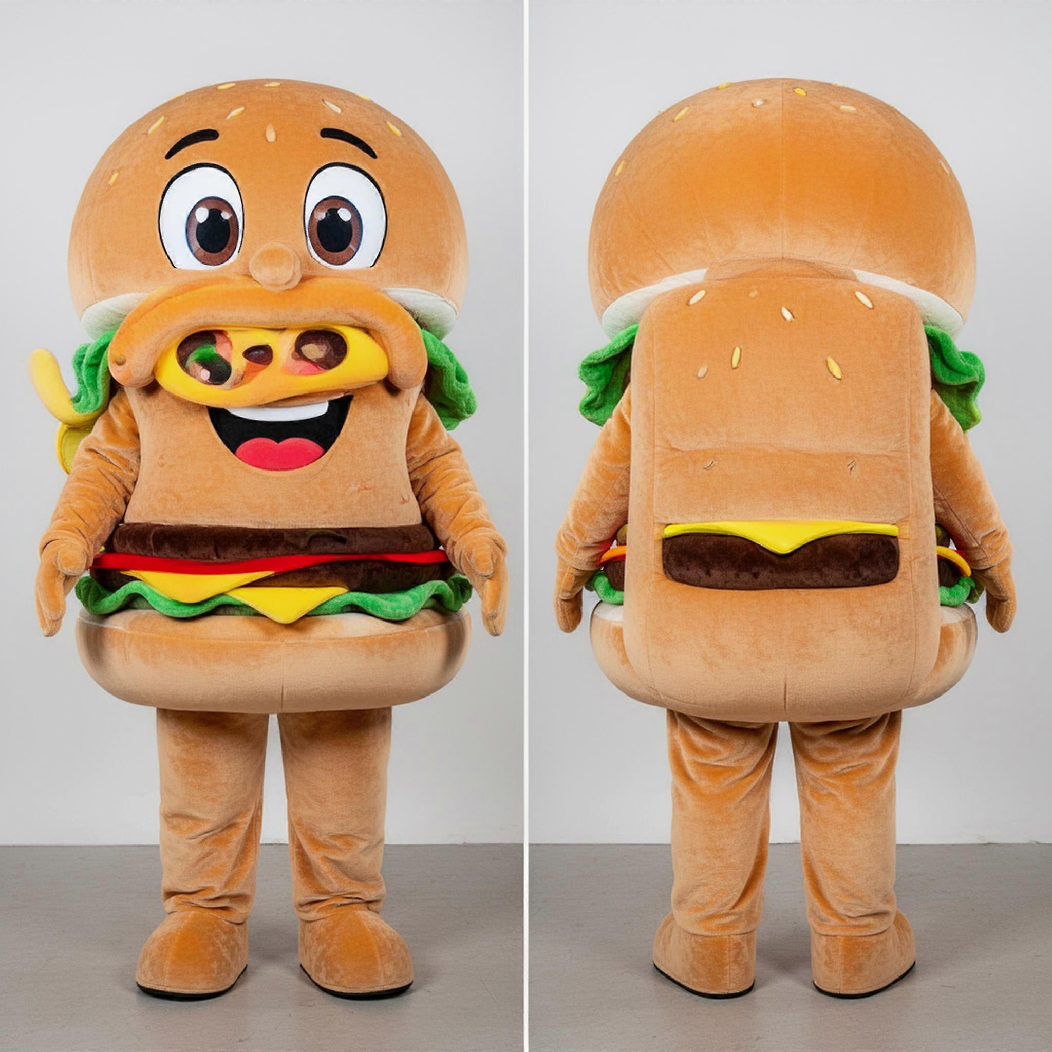 MASTICOT Tan Rounded Hamburger Mascot