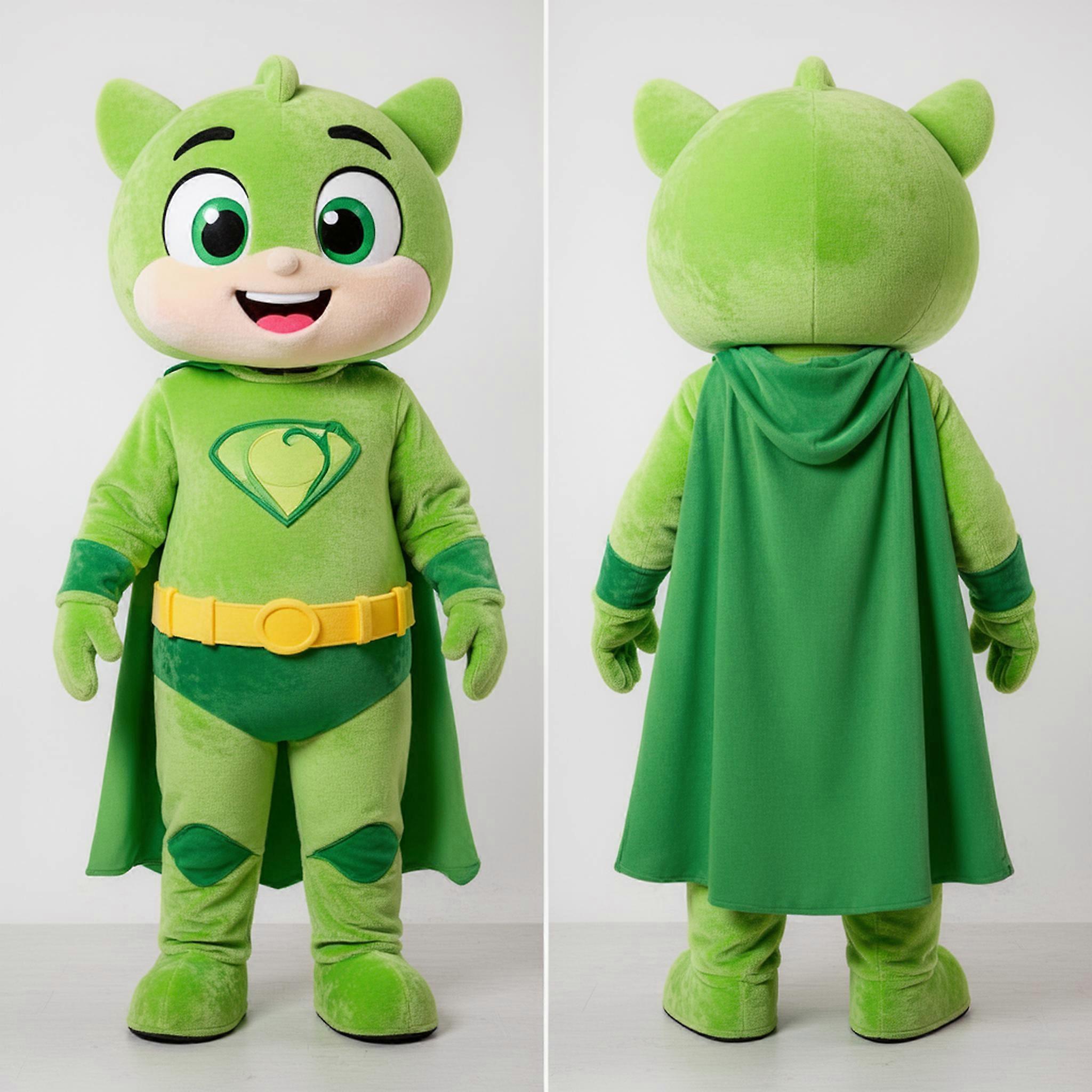 MASTICOT Lime Green Dynamic Superhero Mascot