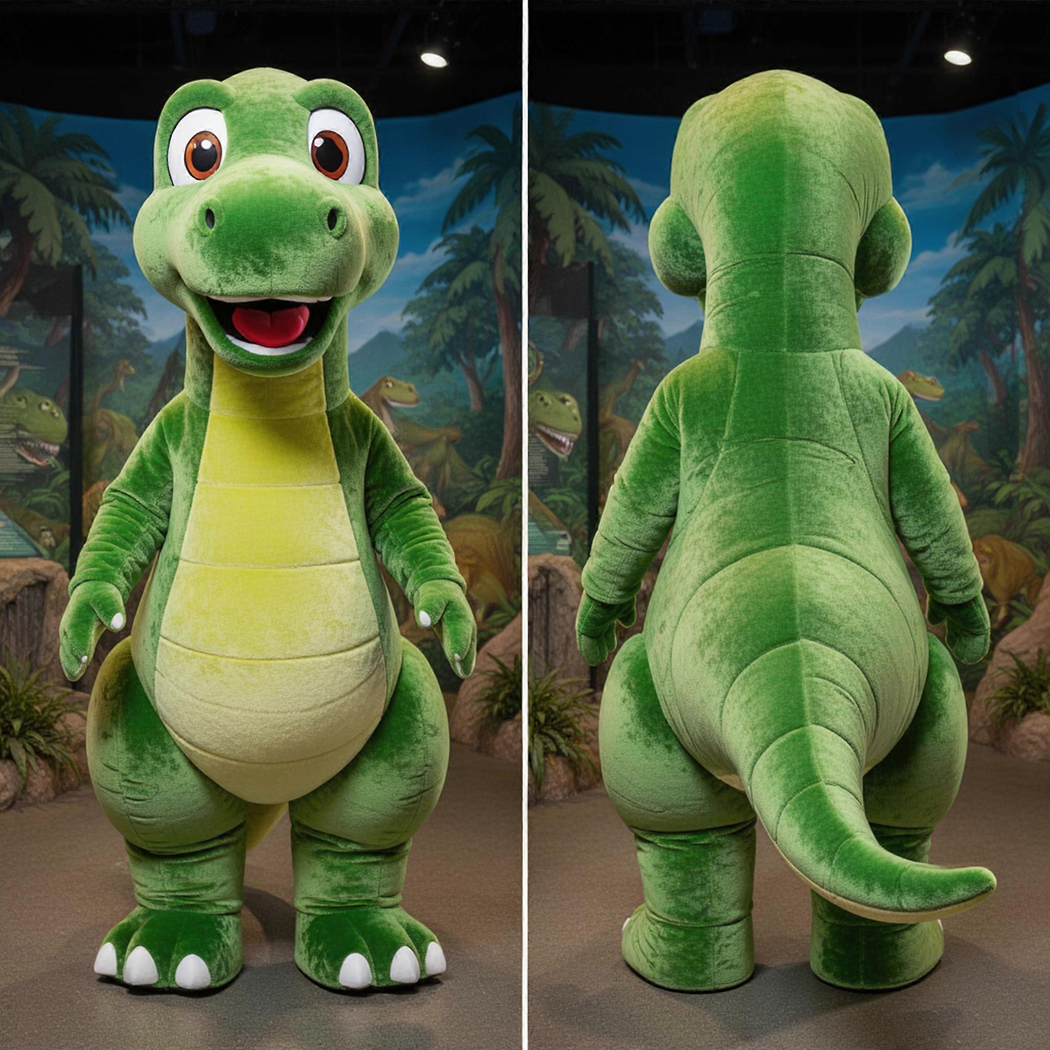 MASTICOT Olive Green Cartoon Brachiosaurus Mascot