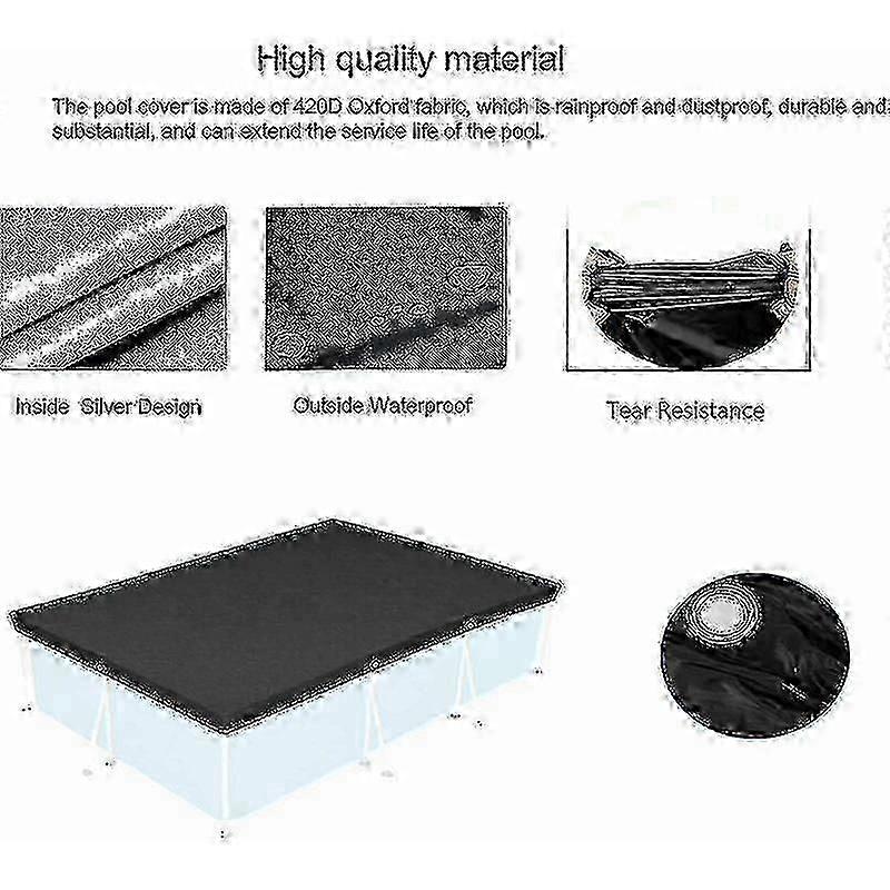 221x150cm Rectangular Pool Cover Foldable Easy Storage 26-27