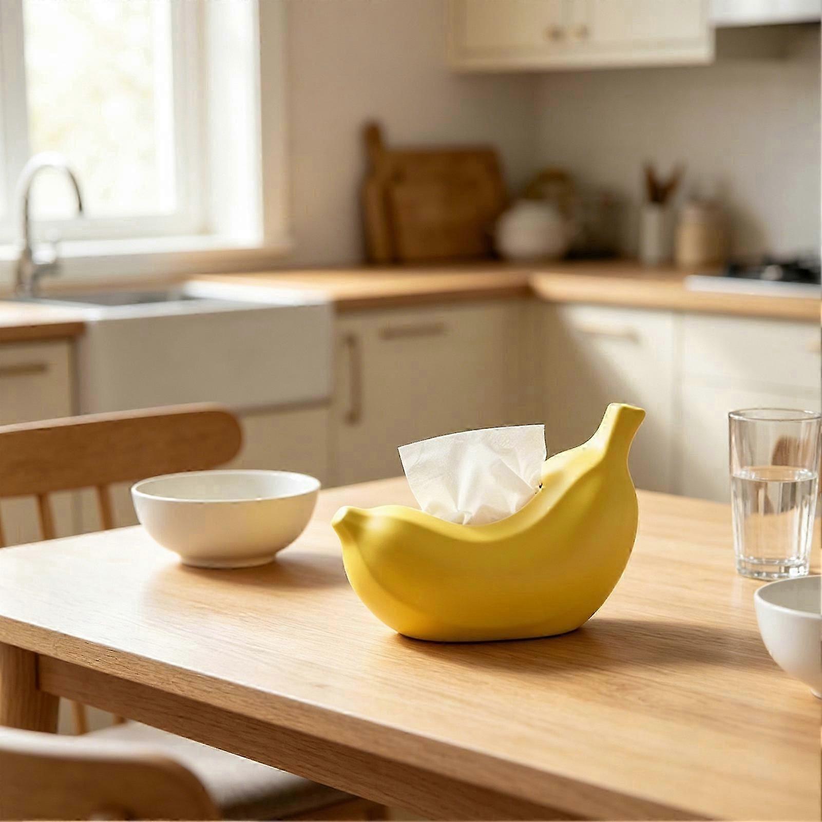 Creative Banana Tissue Case - Space Saving & Durable - for Countertop & Desk