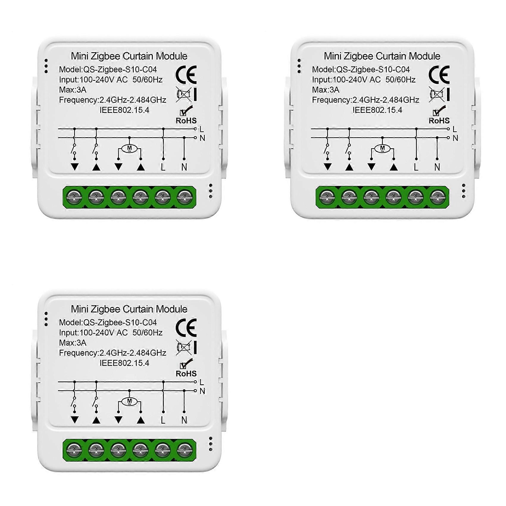 3X Tuya Zigbee Curtain Module Smart Mini Curtain Switch Module Smart Home Support Voice Control