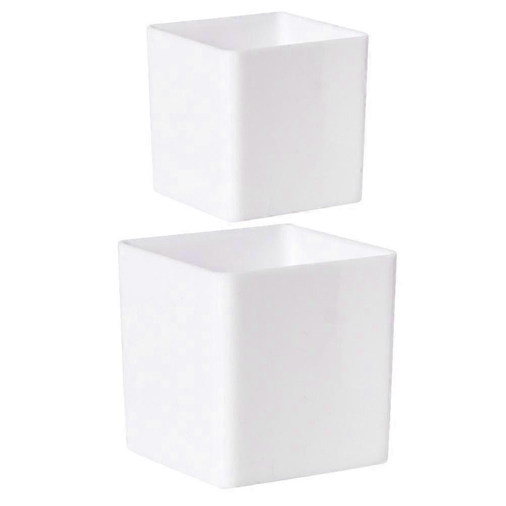 White PP Square Planters Set 2pcs
