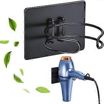 Hair Dryer Holder, Wall-Mounted Hair Dryer Holder, No-Drill Hair Dryer Holder, Hair Dryer Hook (Black)