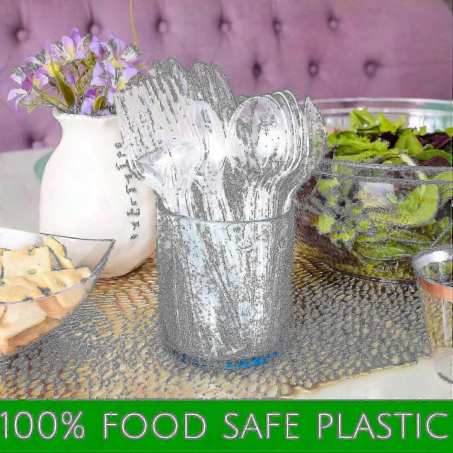 100 Pcs Clear Reusable Plastic compatible withks compatible with Parties, Picnics & Dining