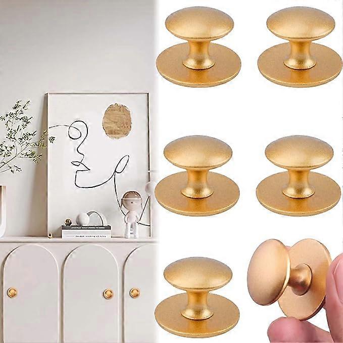 Set of 6 gold self-adhesive cabinet knobs - Drawer knobs without drill