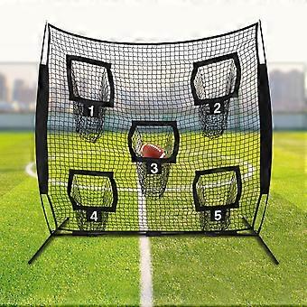 Rugby Training Net, Black - 5 Goals - Polyester - Robust Iron and Fiberglass Frame - Outdoor Training.