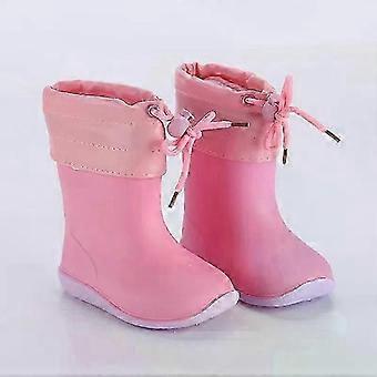 Kids Rubber Rain Boots Non Slip Waterproof with Removable Cotton Cover for Boys and Girls_H