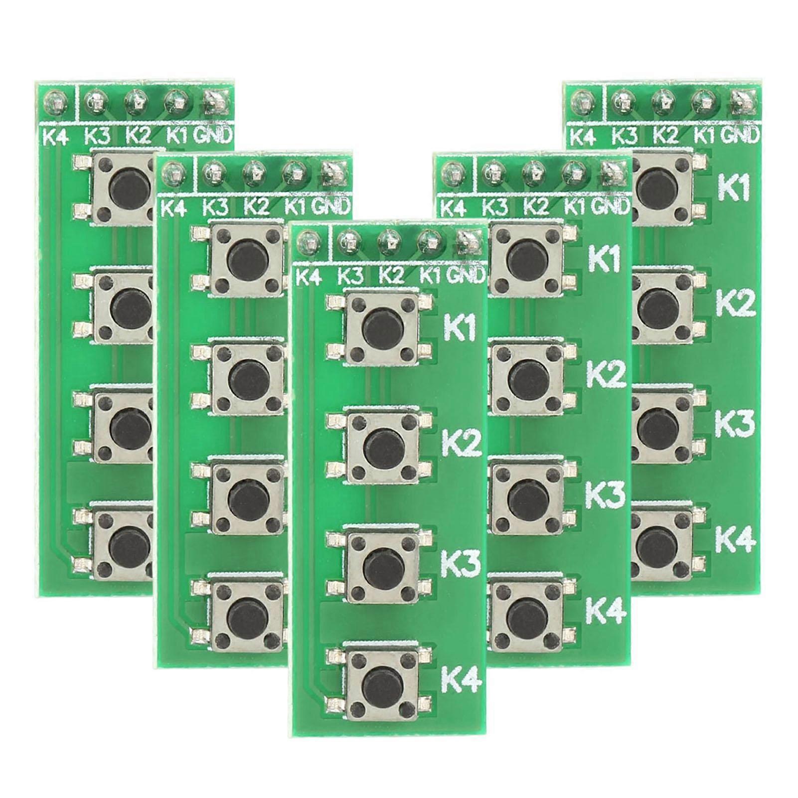 5 Pcs 4 Button Key Module Universal 4 Key Push Button Switch Module Keyboard Board for PIC PLC ARM FPGA CPLD