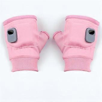 Rechargeable Heated Gloves TypeC Fast Charging Fingerless Design OneButton Control for Women and Men Pink