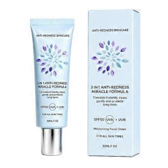 3-in-1 getönte Gesichtscreme mit LSF 50, 30 ml, Feuchtigkeitscreme gegen Rötungen, leichte, natürliche Make-up-Grundlage für die tägliche Gesichtspflege