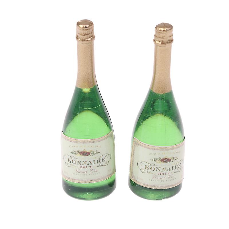 2pcs/set Dollhouse Champagne Drink Bottles 1/12 Scale Mini Dollhouse Decor