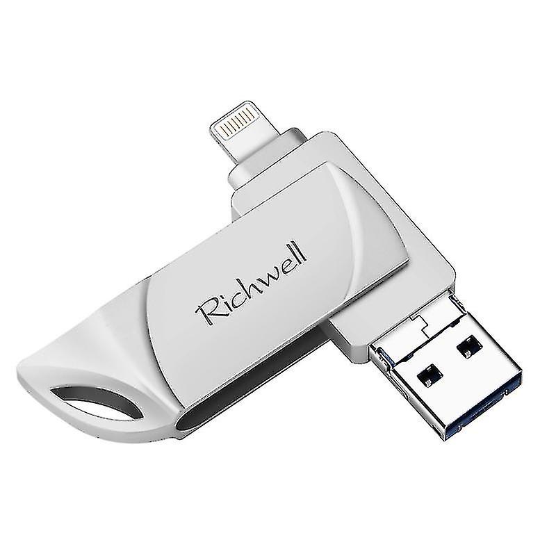 Richwell  Dxz64 Usb Flash  Disk 64g 3 In 1  Micro Usb + 8 Pin + Usb 3.0 Compatible Iphone Amp; Ios(silver)