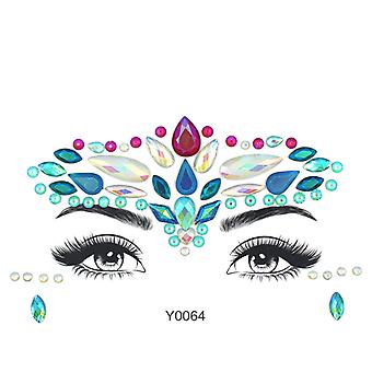 Veeki 1PCS  Luminous Face Jewels Crystal Glitter Stickers , Makeup Green Halloween Rainbow Tears Glow In Dark Rave Accessories