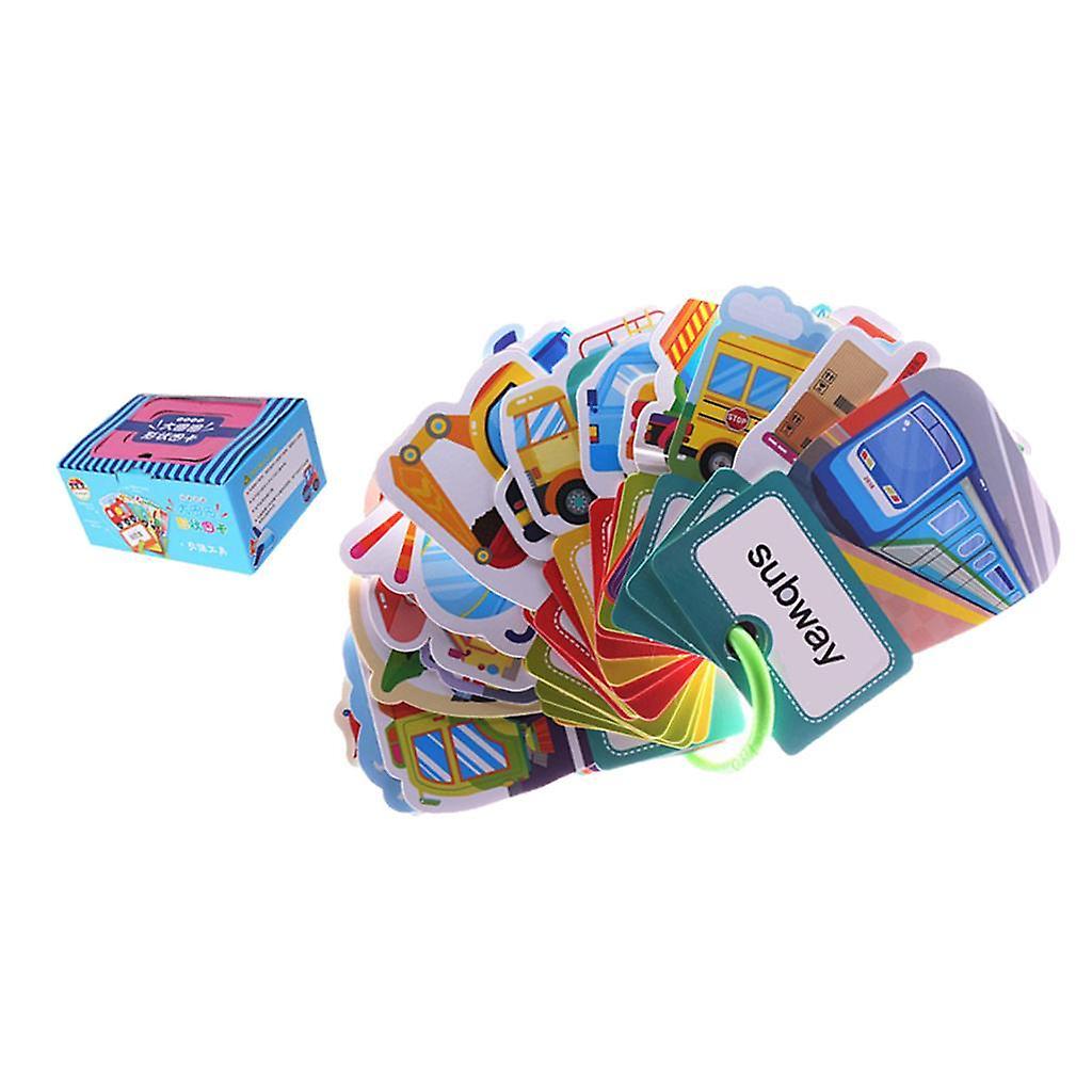 30 Pieces Preschool Educational Flash Cards with Storage Ring Vehicles