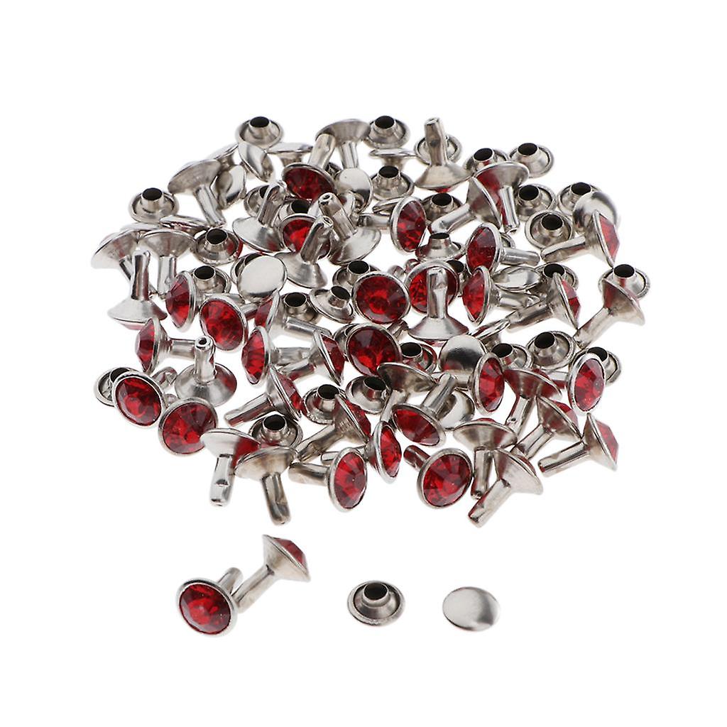 50pcs Snap Button Rivets Leather Craft for Garment Accessories 7mm Red