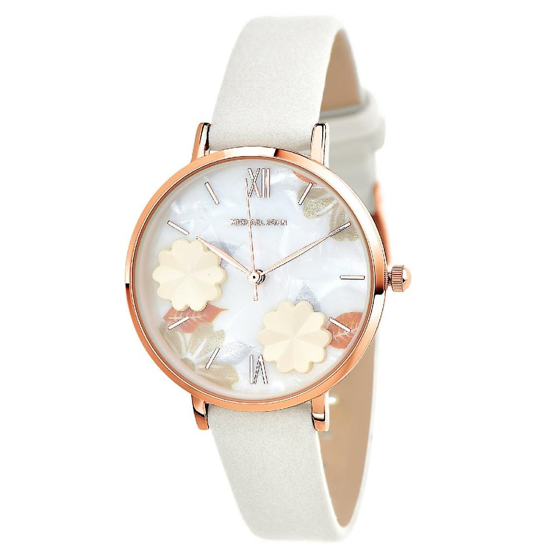 Damklocka MF463-VIT - Vit läderrem