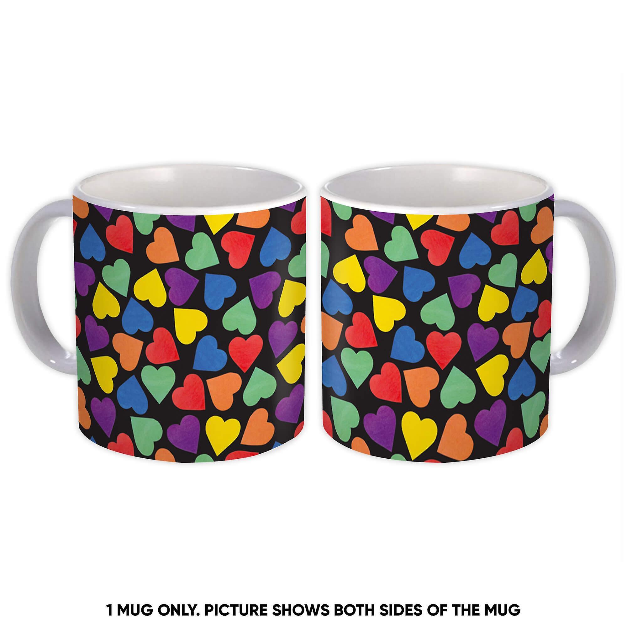 Geschenkbecher: Rainbow Hearts Joyful