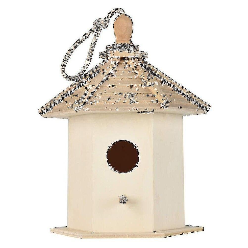 Wooden Hanging Birdhouse Bird Nest Box Bug Room Birds Shelter Breeding Box For Outside Home Yard