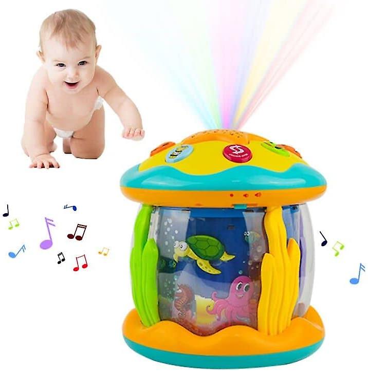 Ocean Rotating Music Projector Baby Sensory Toy, with 8 Colourful Lights & 6 Types of Fun Music, Interactive Early Learning Education