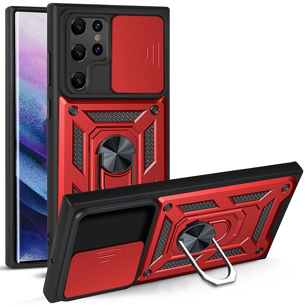 Hard PC Soft TPU Protective Case with Slide Camera Protector for Samsung Galaxy S22 Ultra 5G