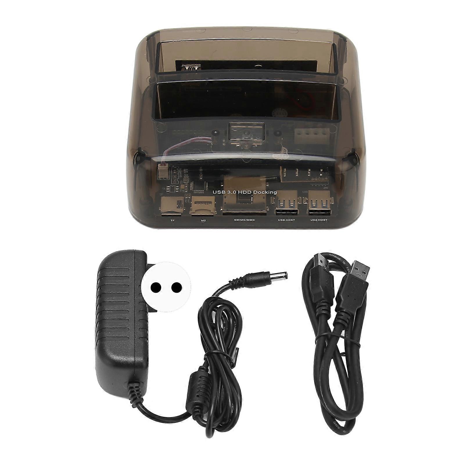 USB 3.0 Dual Bay External Hard Drive Dock 20TB Offline Clone 6Gbps for HDD SSD IDE EU Plug