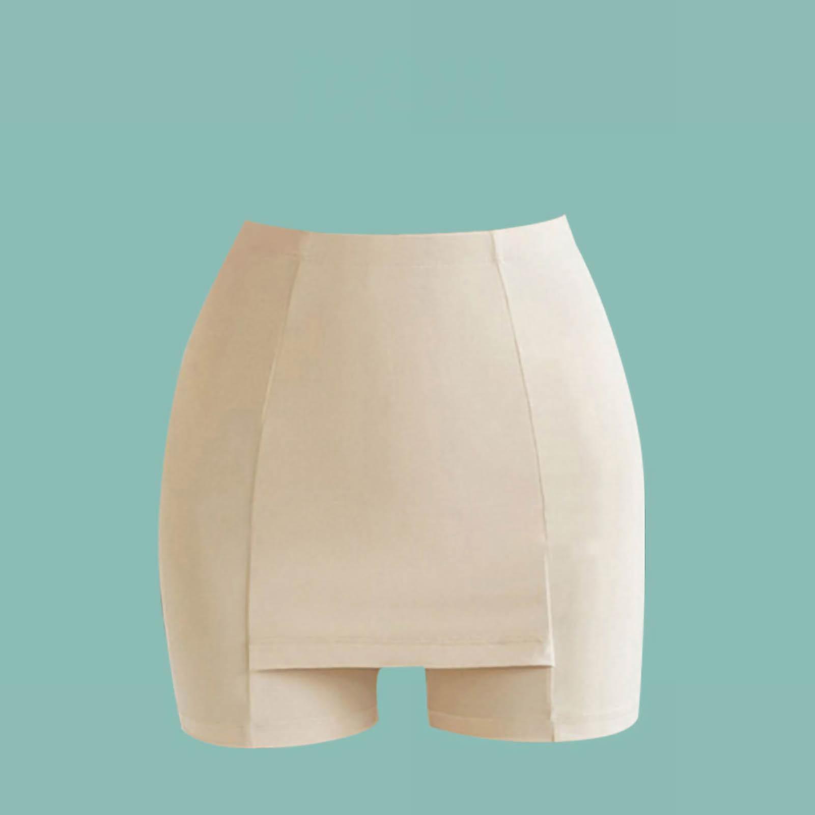 Safety Leggings Summer Traceless Stretchy Workout Biker Shorts With Crotch Shielding for Women Skin Color XL 137.8‑176.4lb
