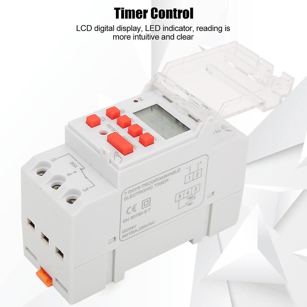 DC 24V 30A Weekly Programmable Timer Switch with LCD Display