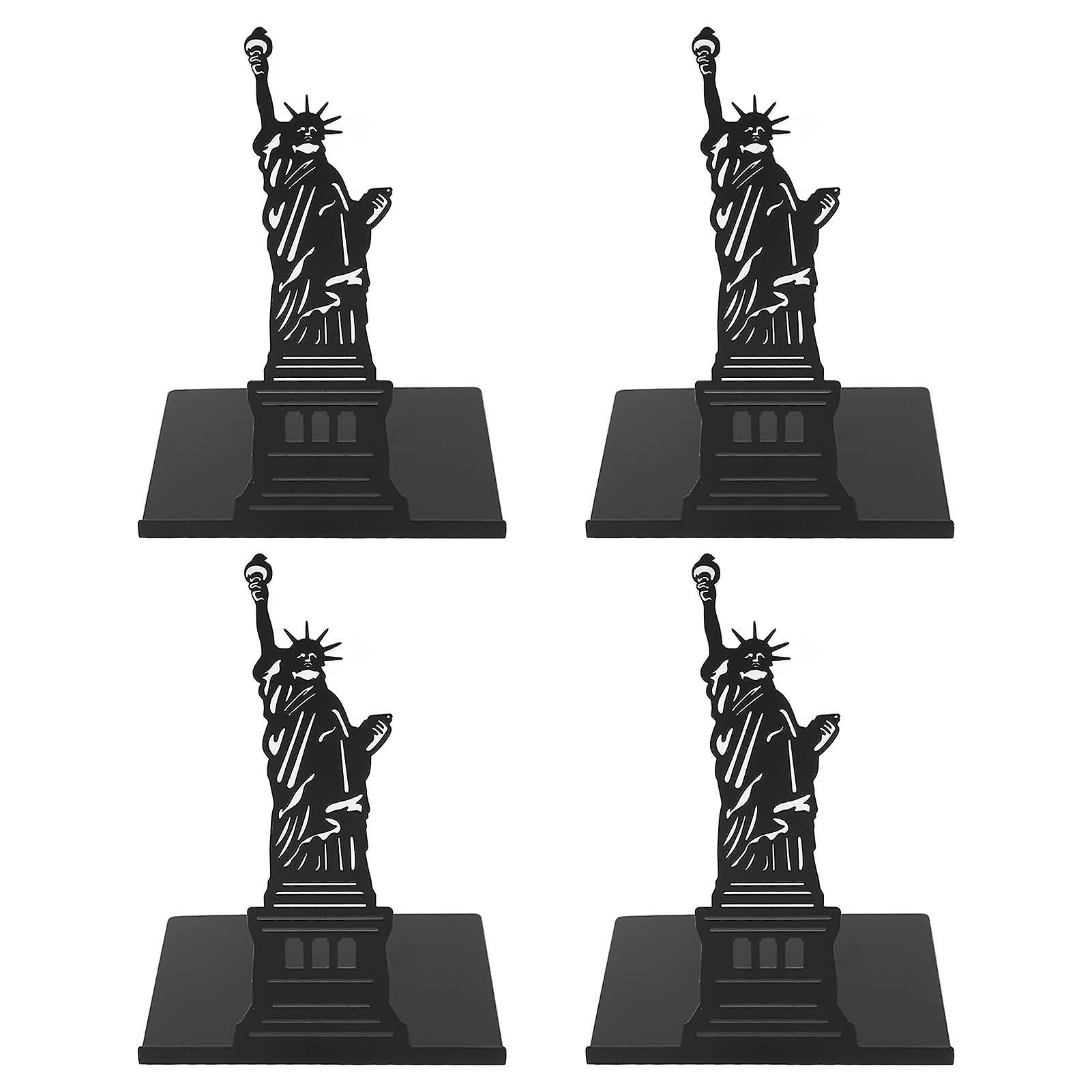 4pcs Goddess Statue Bookends: Black Metal Design with Foam Pads for Office Support